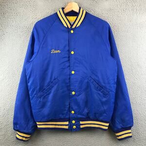 Vintage. 60s Butwin Blue Varsity Quilted Lined Jacket Snap Button Men's size M